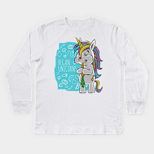 Vegan unicorn Kids Long Sleeve T-Shirt